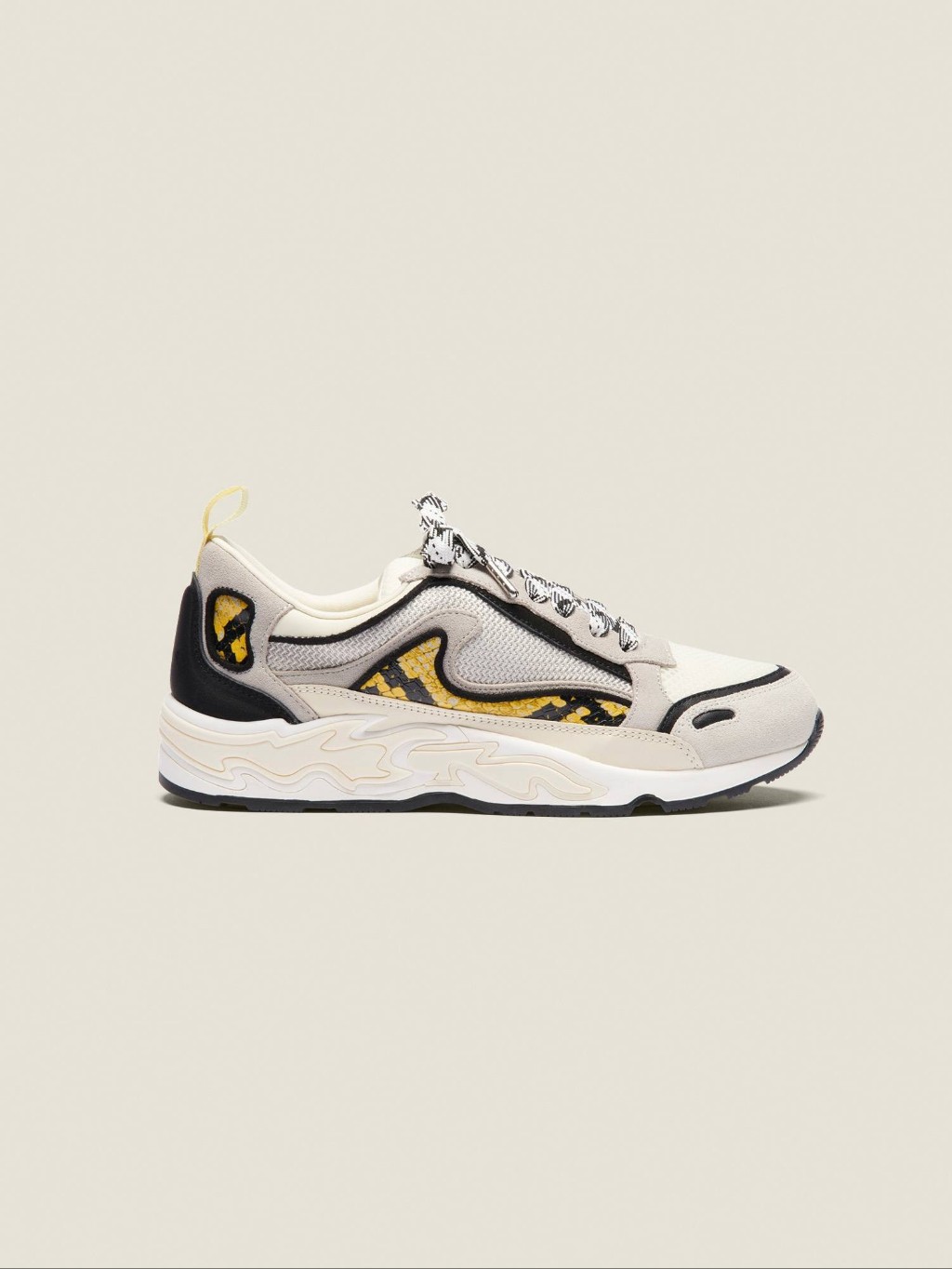 Sandro Cream And Black Logo-Accent Sneaker
